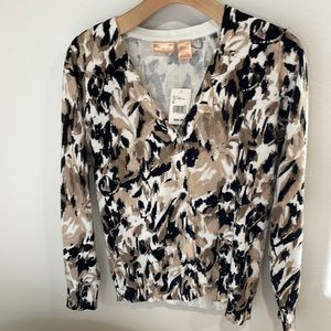 NWT NorthCrest classic cardigan size s (6-8) floral abstract